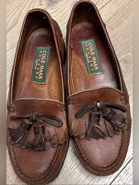 Vtg rare Cole Haan Country Brown Leather Loafers handmade kiltie handmade USA 7
